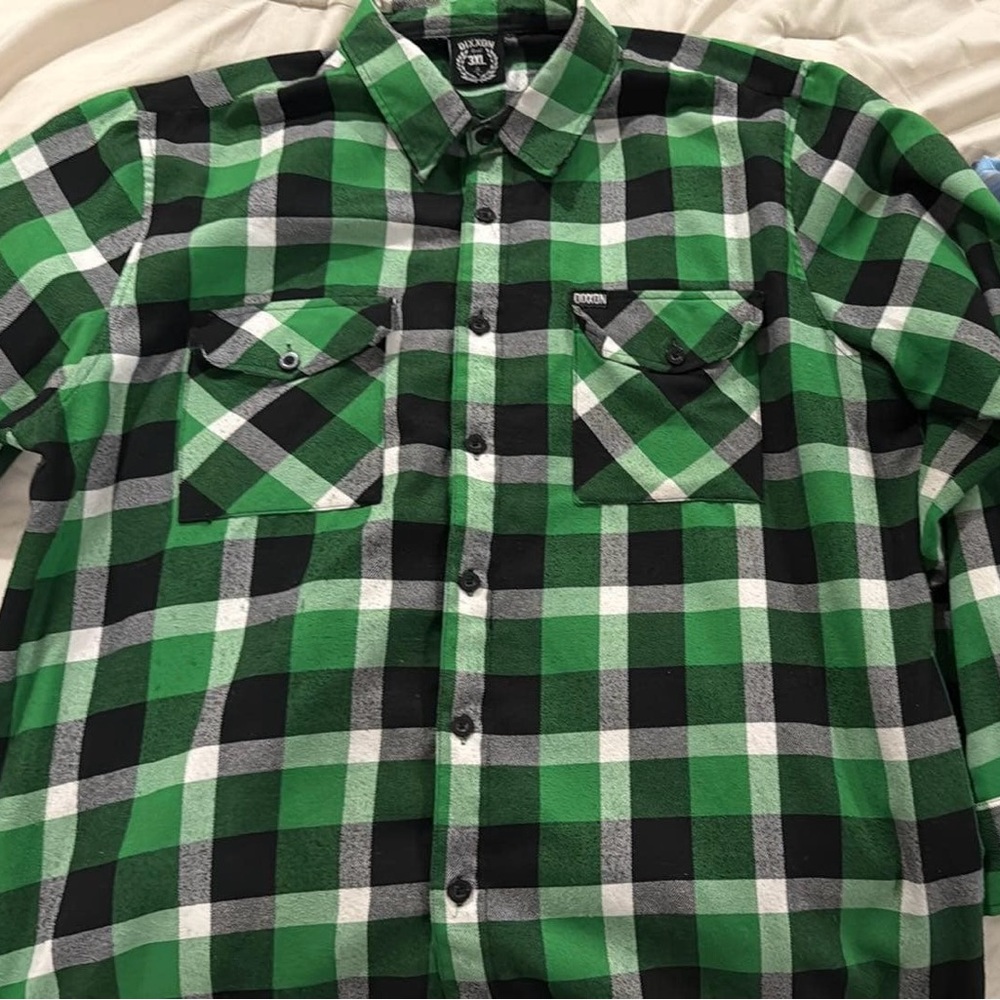 DIXXON Green and Black Plaid Button-Down Shirt
